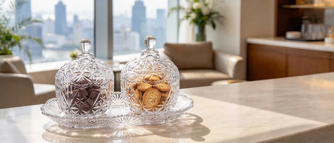 Clear Glass Sugar Bowl With Lid