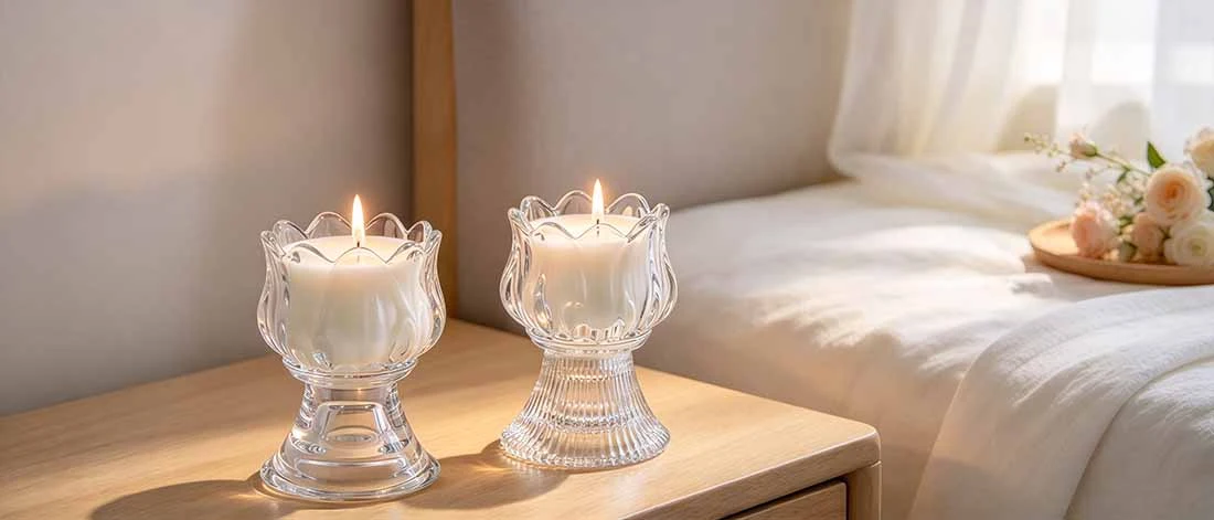 Lotus Flower Glass Candle Jars