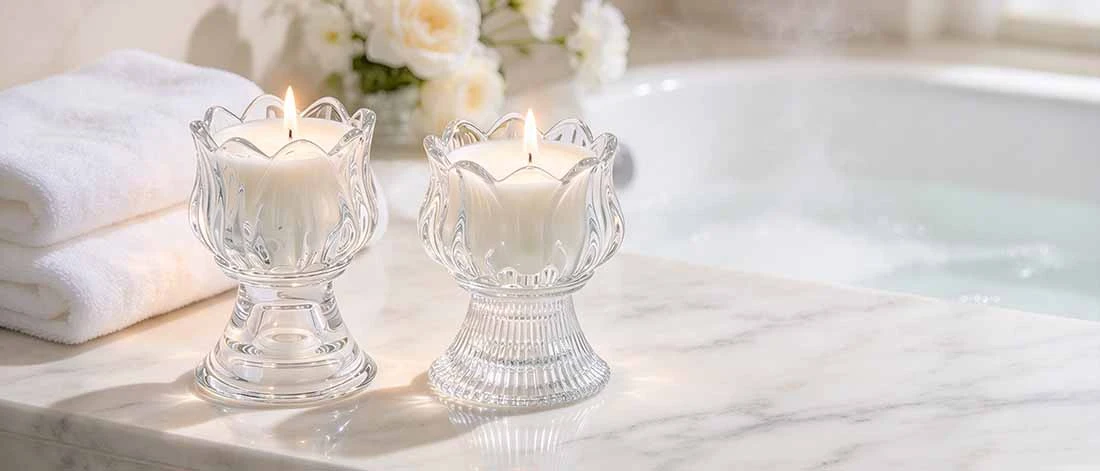 lotus flower glass candle jars