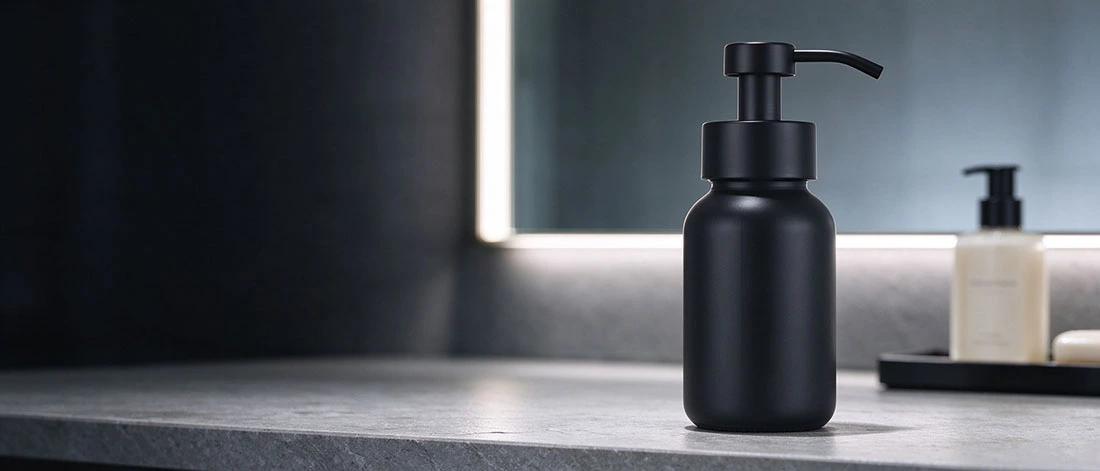 Black Matte Glass Pump Bottle