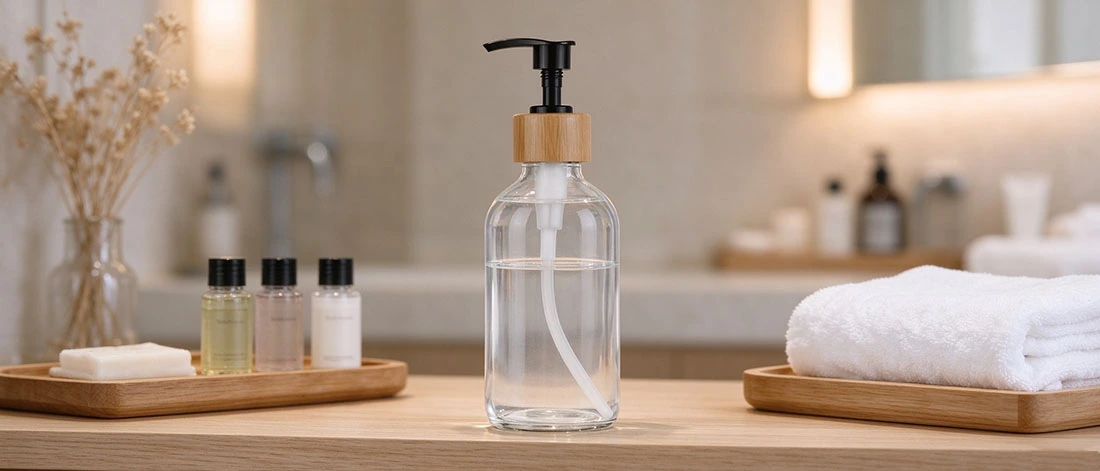 Amber Glass Hand Soap Dispenser