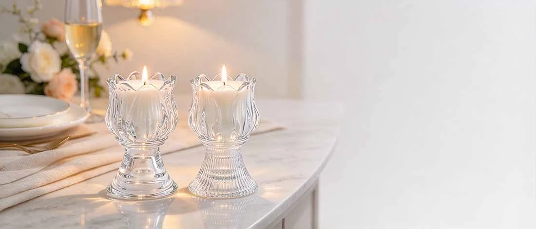 lotus flower glass candle jars