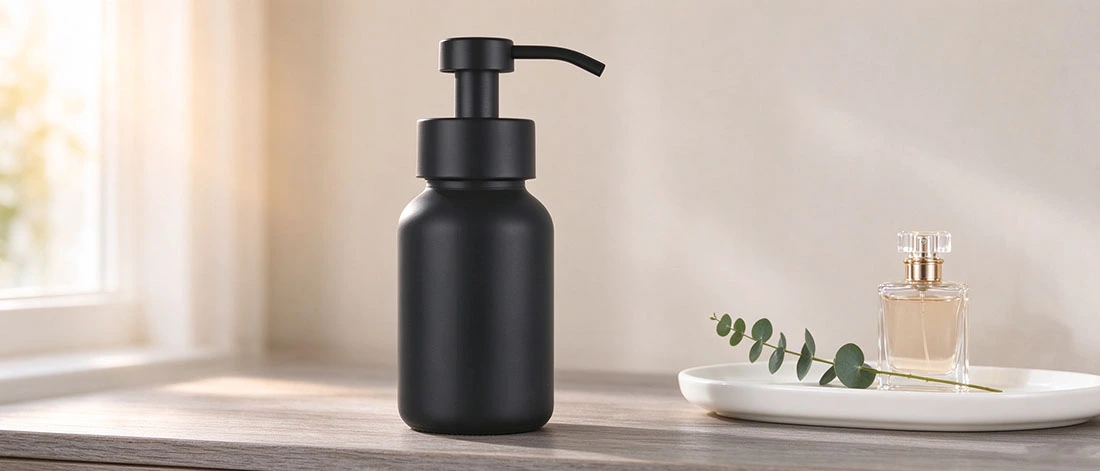Black Matte Glass Pump Bottle