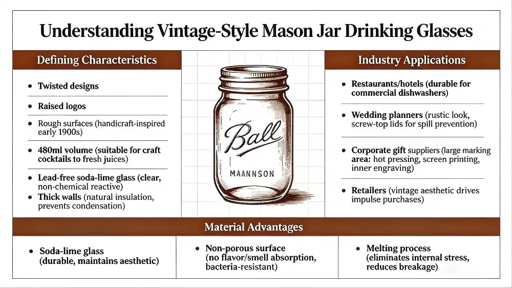 Vintage-Style Mason Jar Drinking Glasses Vintage-Style Mason Jar Drinking Glasses