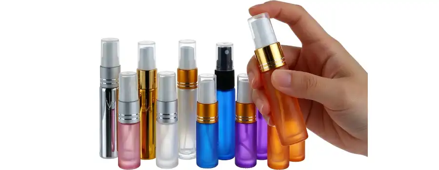 colorful glass spray bottles