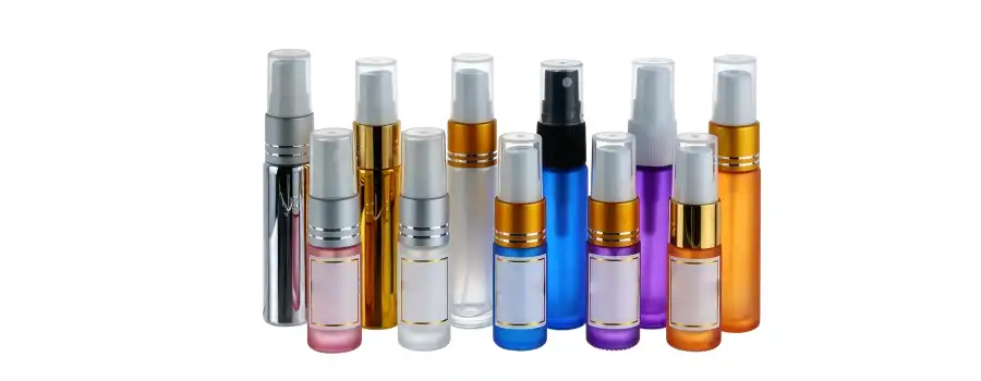 colorful glass spray bottles