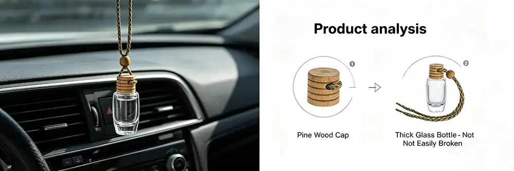 hanging car air freshener glass bottle