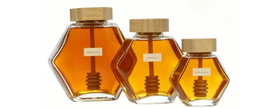hexagon honey jar glass