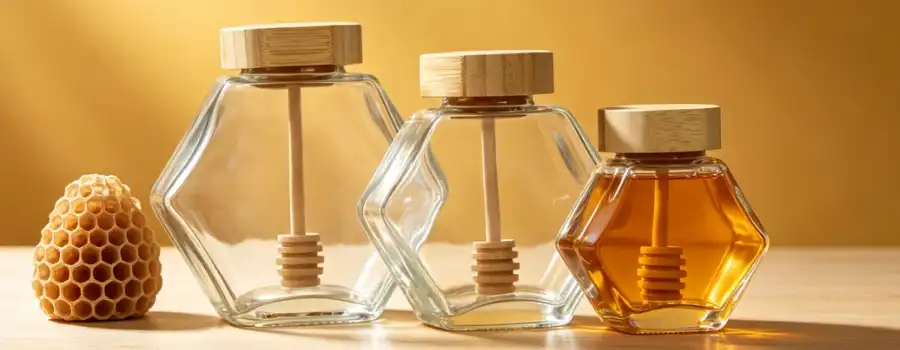hexagon honey jar glass