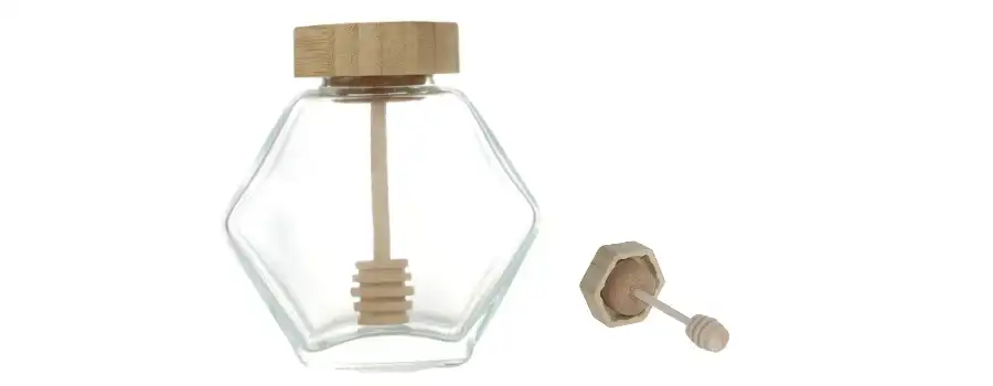 hexagon honey jar glass