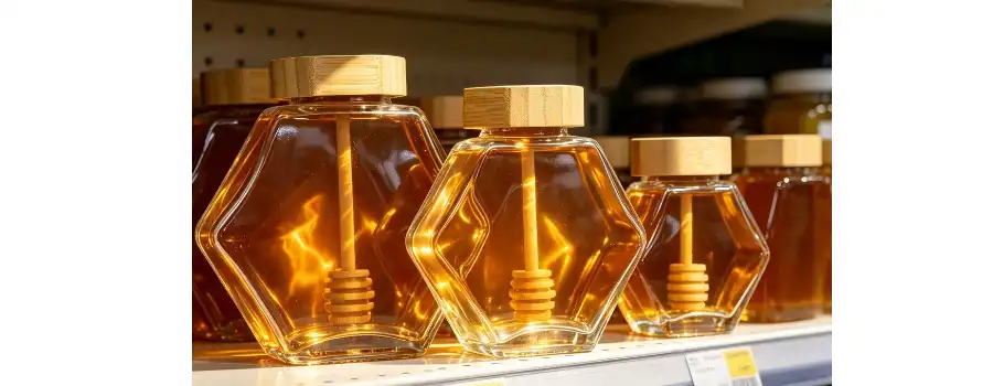 hexagon honey jar glass