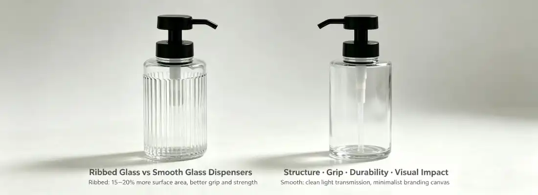Ribbed Glass Dispenser Bottles