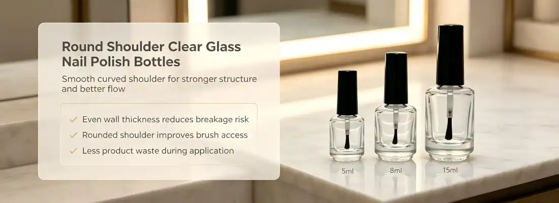 Round Shoulder Clear Glass Nail Polish Bottles Round Shoulder Clear Glass Nail Polish Bottles