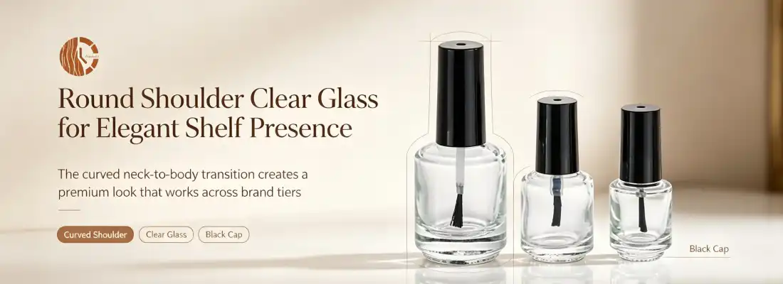 round shoulder clear glass nail polish bottles