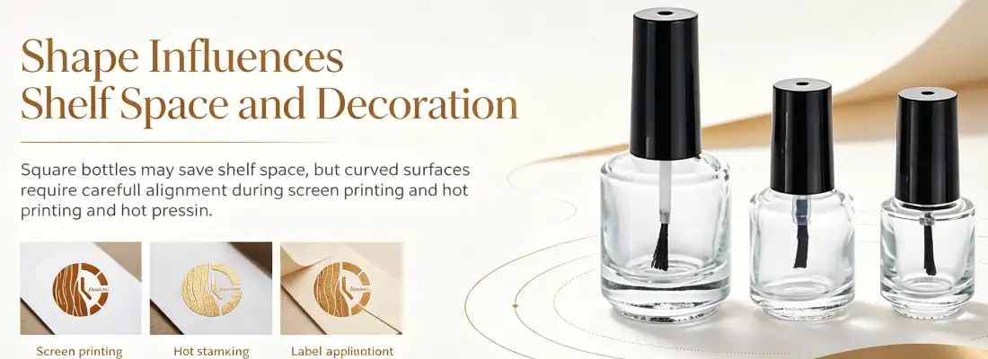 round shoulder clear glass nail polish bottles