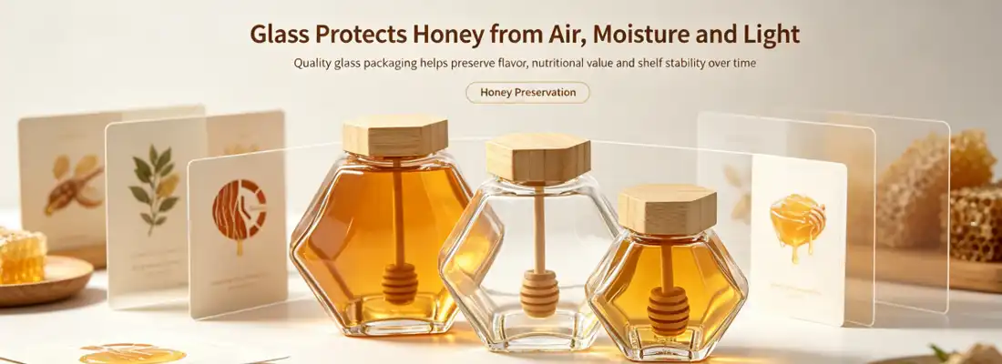 hexagon honey jar glass