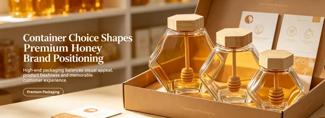 hexagon honey jar glass