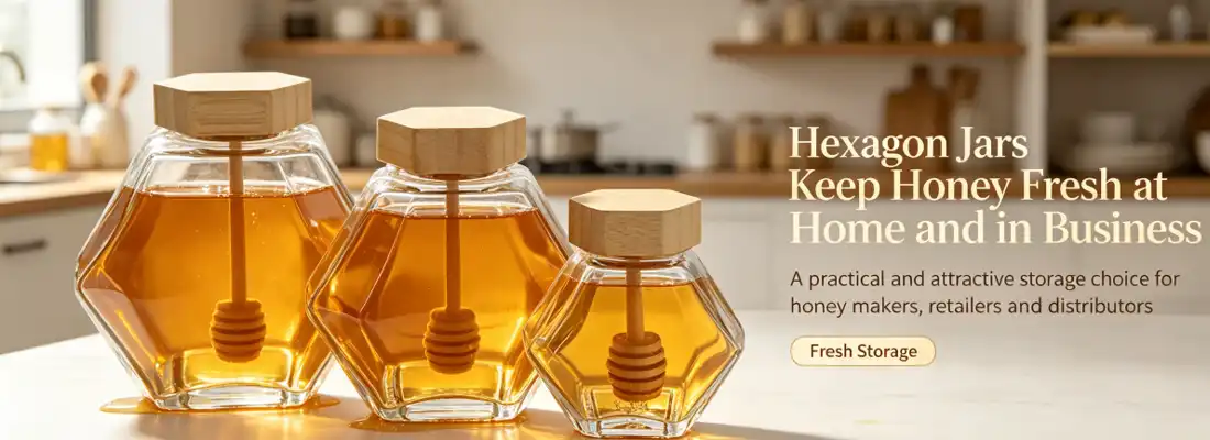 hexagon honey jar glass