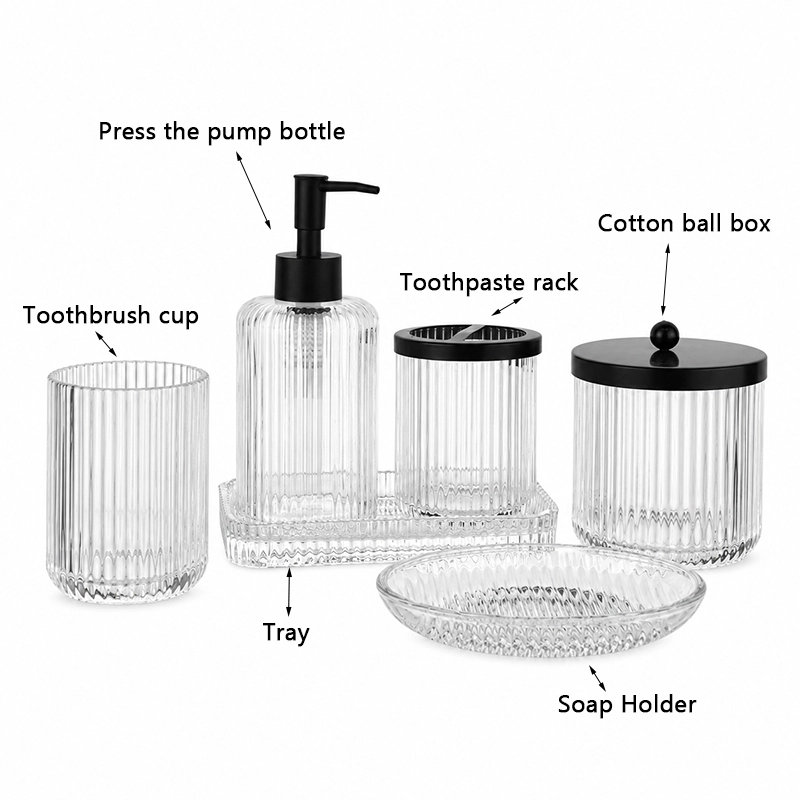 ribbed glass bathroom accessories set ribbed glass bathroom accessories set