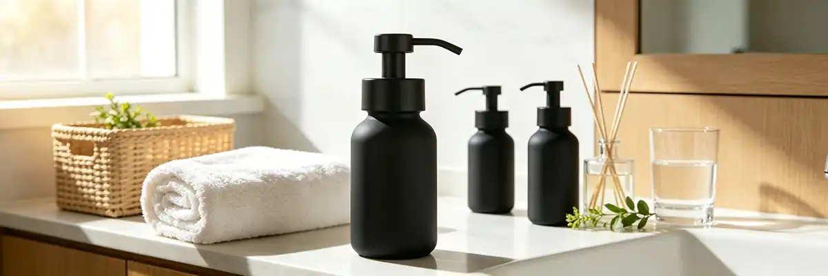 Black Matte Glass Pump Bottle