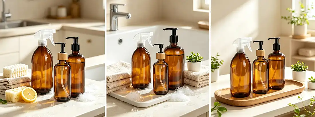 Amber Glass Hand Soap Dispenser