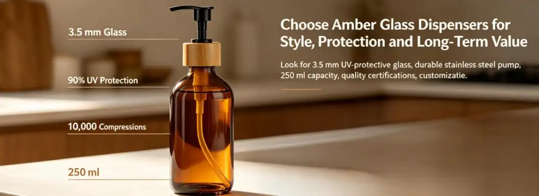 Amber Glass Hand Soap Dispenser