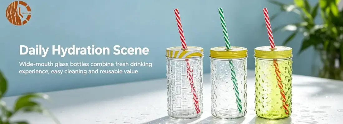 Wide-Mouth Glass Drinking Bottle Wide-Mouth Glass Drinking Bottle