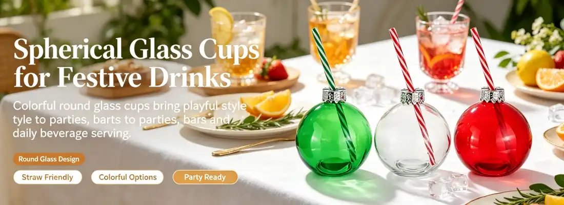 Christmas Ball Glass Drink Bottle With Straw Christmas Ball Glass Drink Bottle With Straw