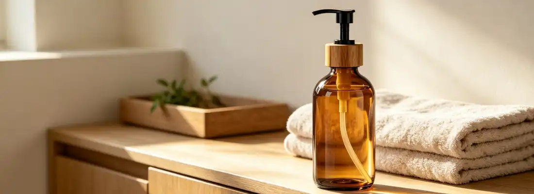 Amber Glass Hand Soap Dispenser
