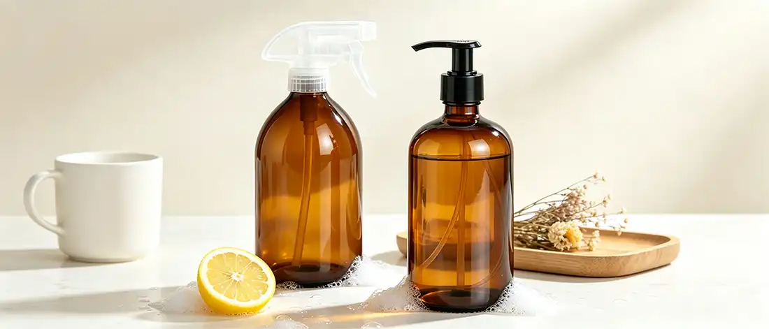 Amber Glass Hand Soap Dispenser