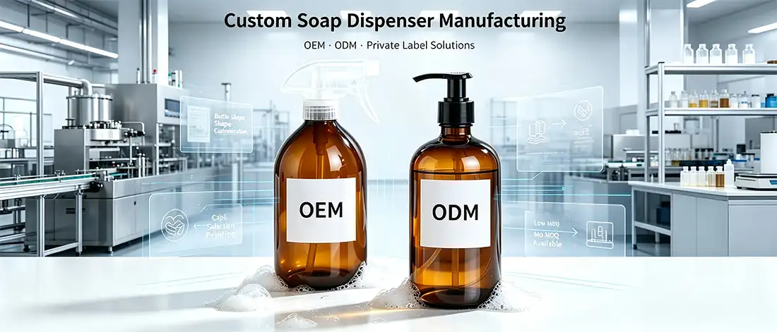 Amber Glass Hand Soap Dispenser
