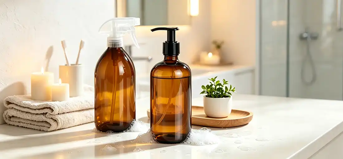 Amber Glass Hand Soap Dispenser