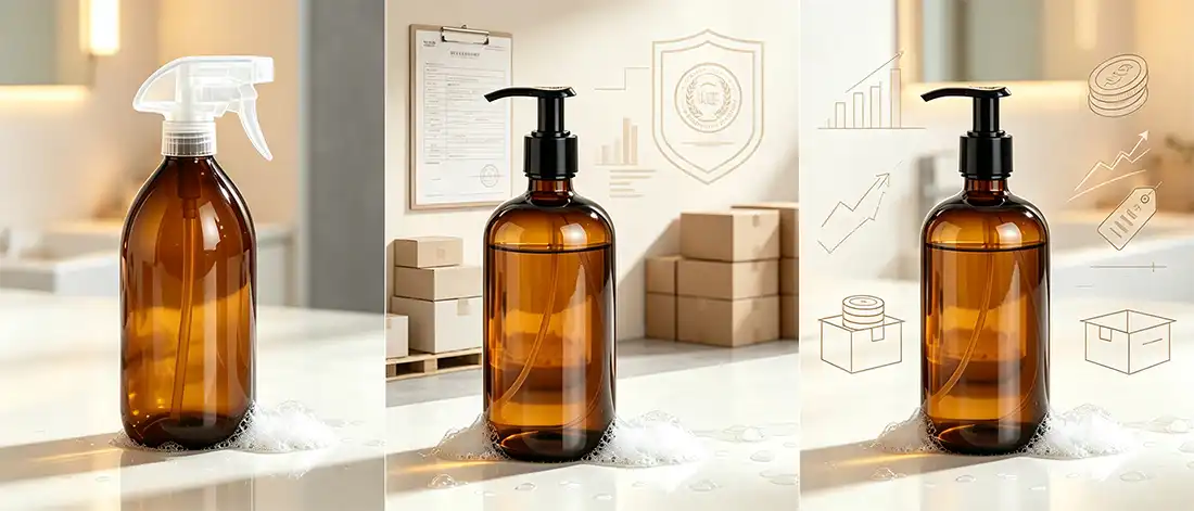 Amber Glass Hand Soap Dispenser