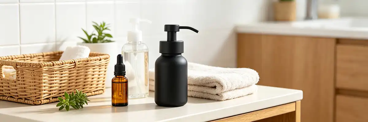 Black Matte Glass Pump Bottle
