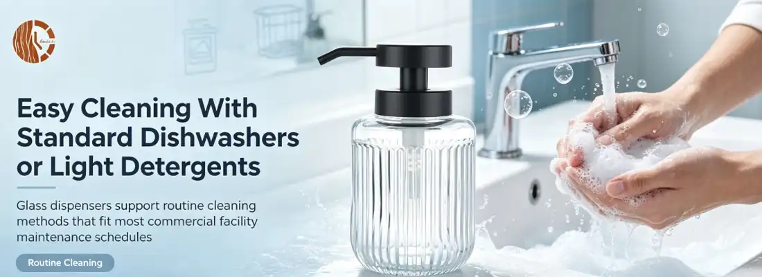 Vertical Ribbed Glass Dispenser Bottle With Black Pump