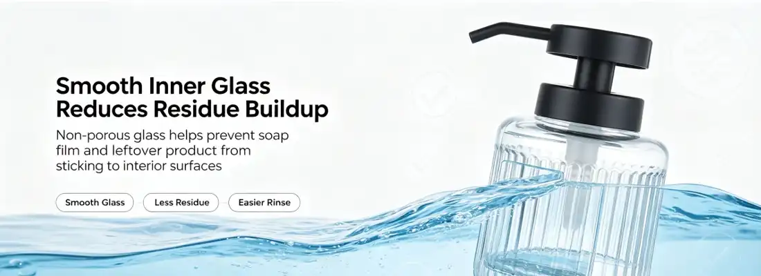Vertical Ribbed Glass Dispenser Bottle With Black Pump