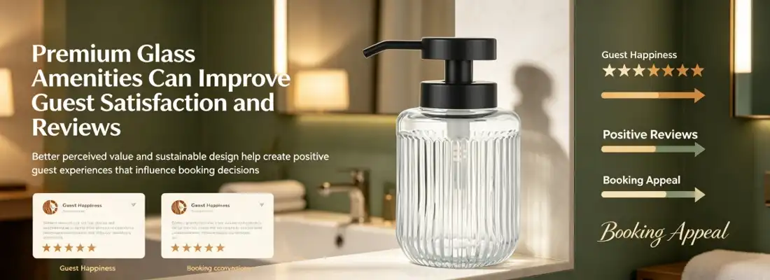 Vertical Ribbed Glass Dispenser Bottle With Black Pump