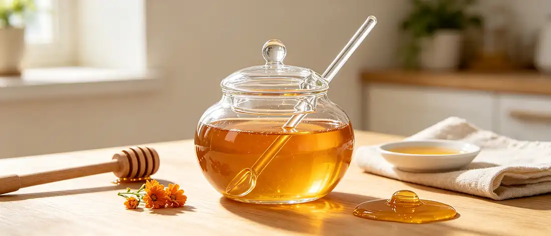 Glass Honey Jars with Glass Stirring Stick Glass Honey Jars with Glass Stirring Stick