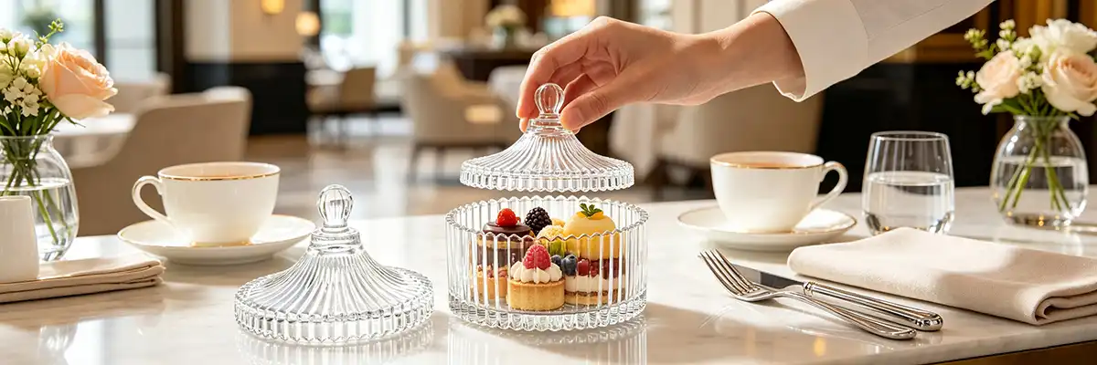 Clear Ribbed Glass Candy Jar With Lid