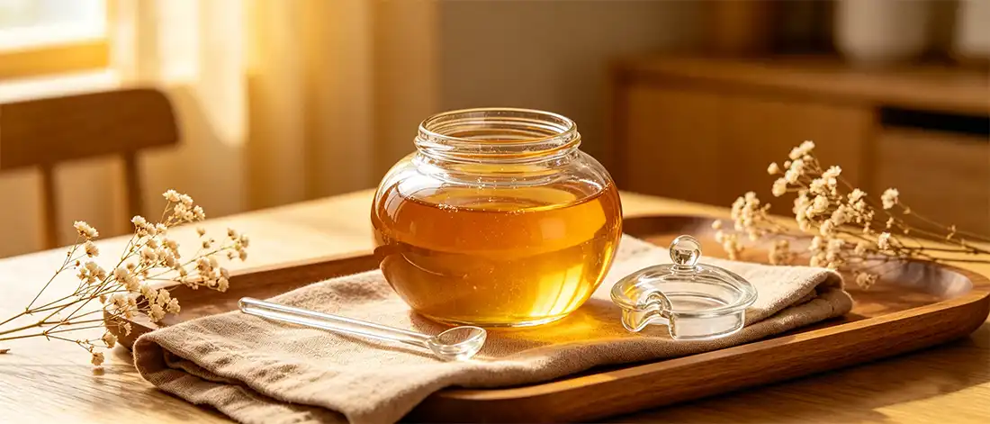 Glass Honey Jars with Glass Stirring Stick Glass Honey Jars with Glass Stirring Stick