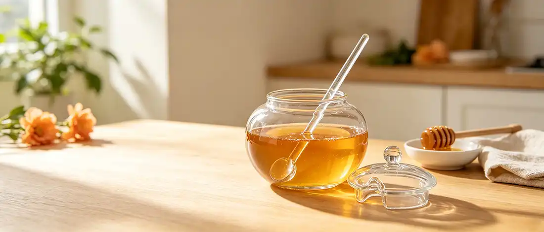 Glass Honey Jars with Glass Stirring Stick Glass Honey Jars with Glass Stirring Stick