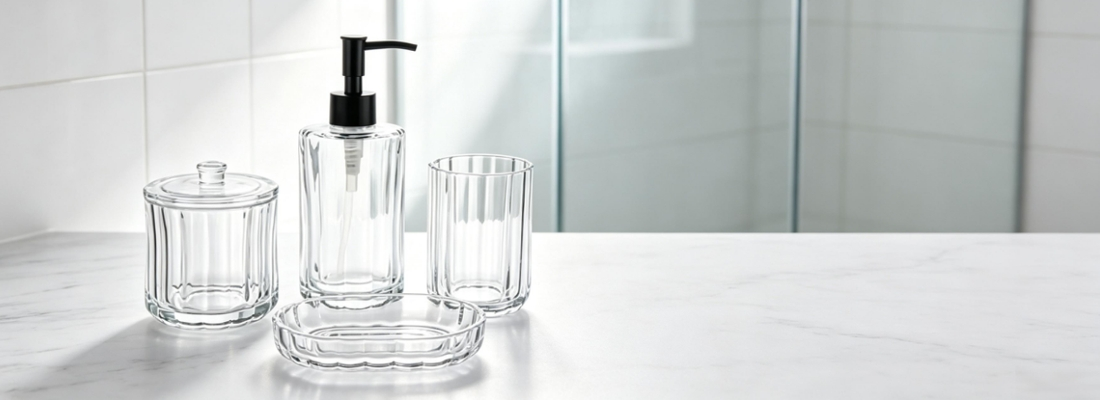 Glass Soap and Lotion Dispenser Set Glass Soap and Lotion Dispenser Set