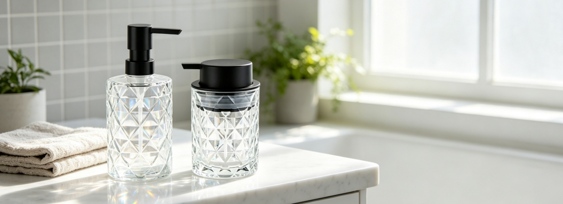 Glass Soap Dispenser Set Glass Soap Dispenser Set