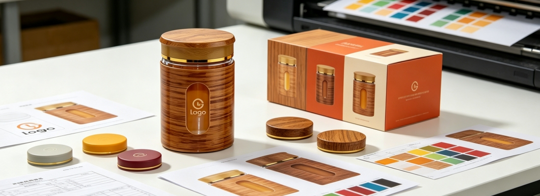 Custom Wood Grain Printed Glass Spice Shaker - Customization Custom Wood Grain Printed Glass Spice Shaker - Customization