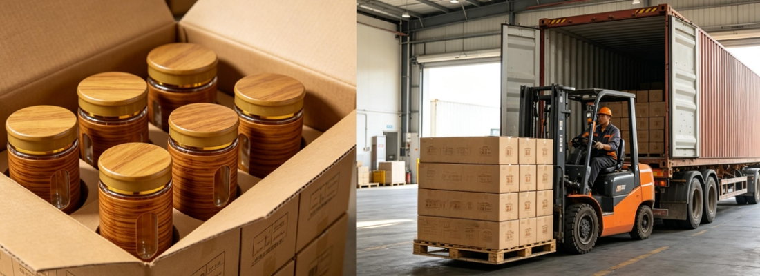 Custom Wood Grain Printed Glass Spice Shaker - Packaging