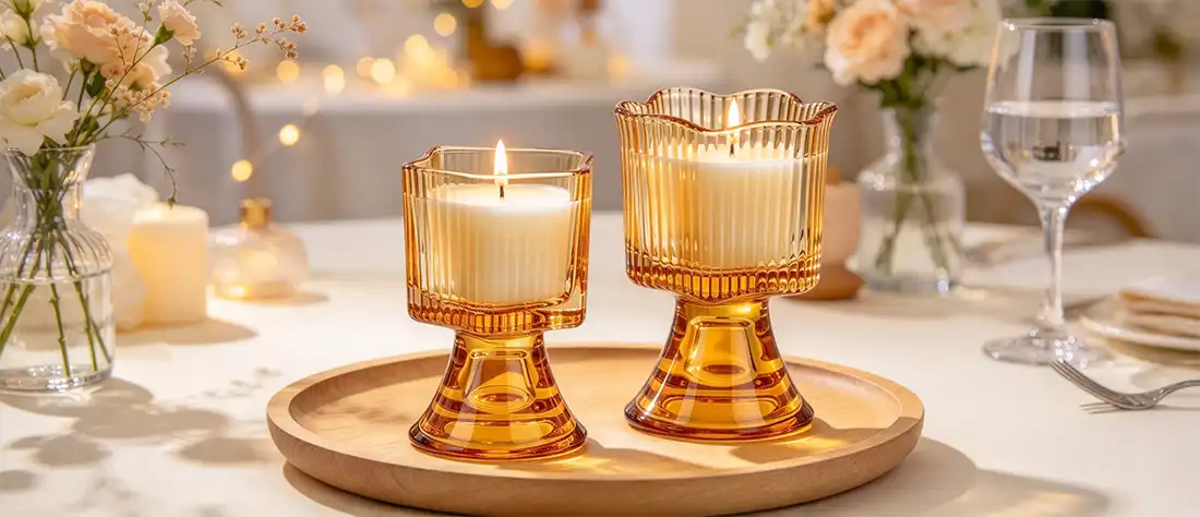 amber double-use tealight candle holders amber double-use tealight candle holders