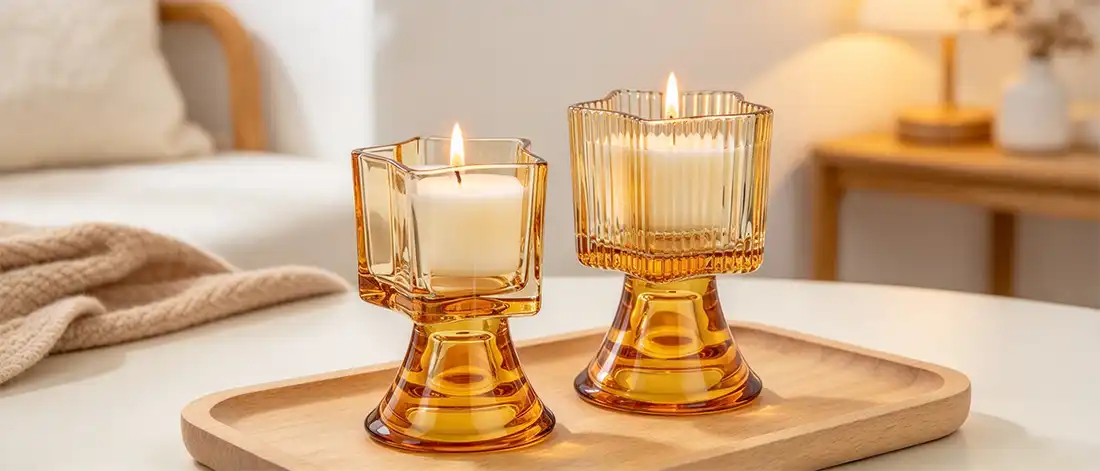 amber double-use tealight candle holders amber double-use tealight candle holders