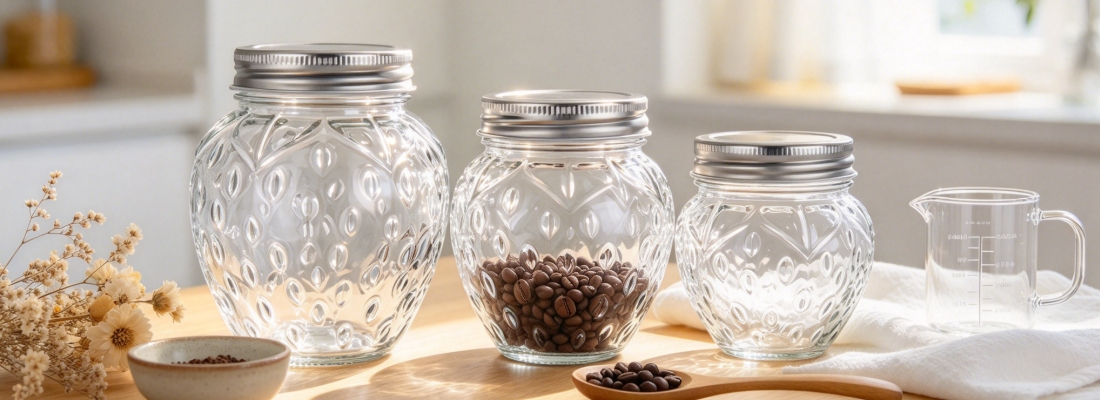 Lychee Texture Glass Jars With Lids