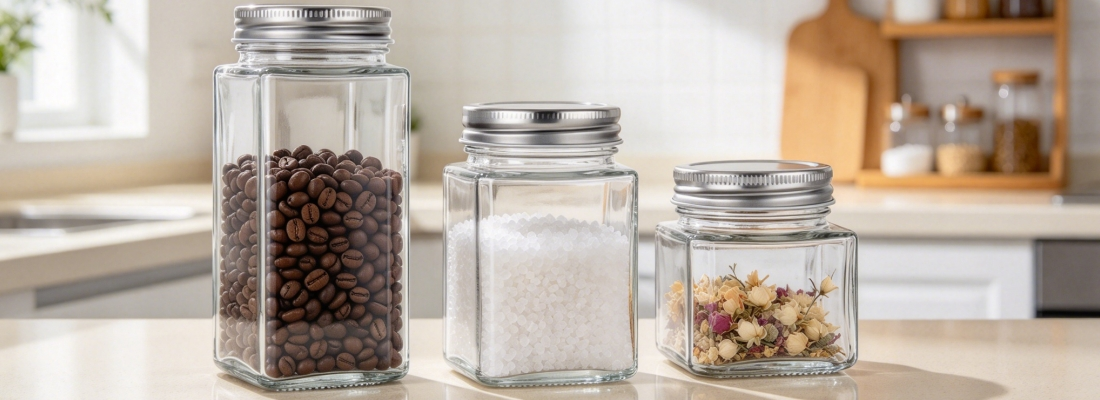 Square Clear Glass Jars With Lids