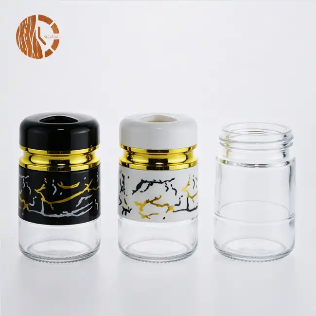 Glass Spice Shaker Marble Pattern Gold Trim Kitchen Seasoning Bottle